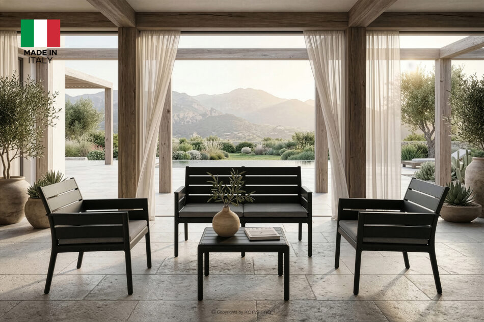 MITTU Zestaw mebli ogrodowych polipropylen sofa, 2x krzesło, stolik kawowy antracytowy/szary antracytowy/szary - zdjęcie 1