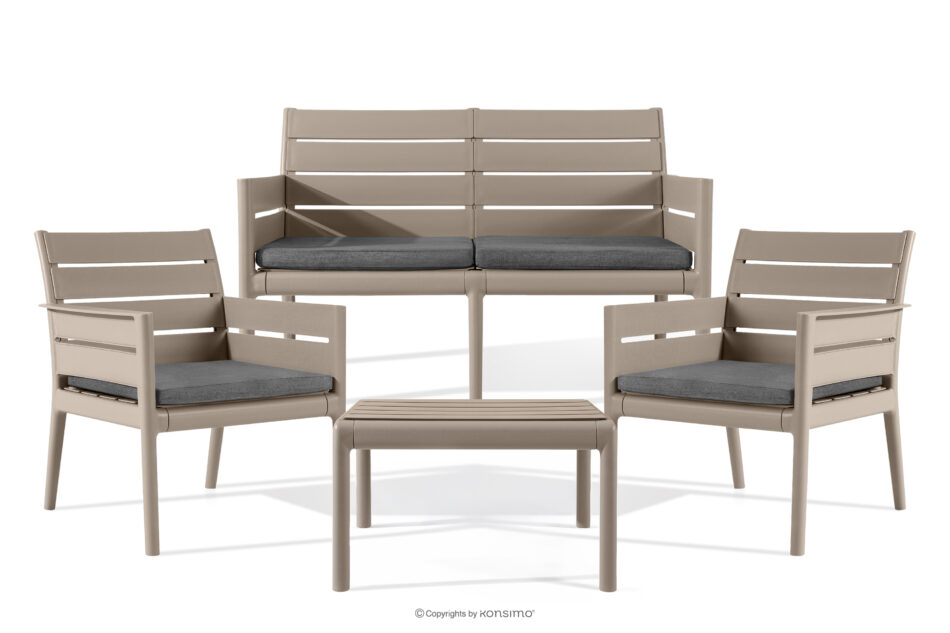 MITTU Zestaw mebli ogrodowych polipropylen sofa, 2x krzesło, stolik kawowy beżowy/brązowy beżowy/brązowy - zdjęcie 2