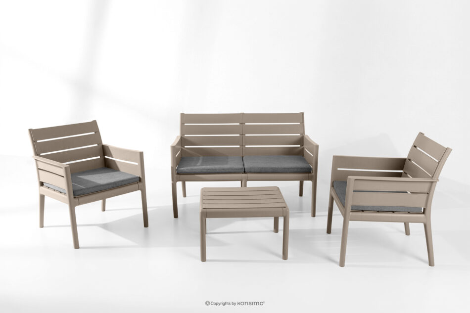 MITTU Zestaw mebli ogrodowych polipropylen sofa, 2x krzesło, stolik kawowy beżowy/brązowy beżowy/brązowy - zdjęcie 24