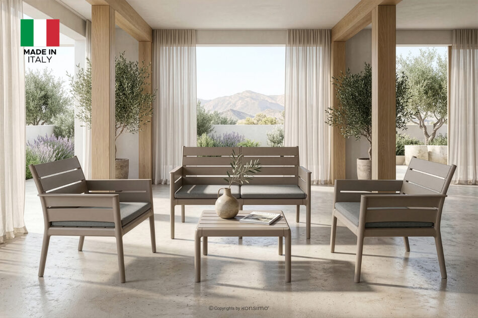 MITTU Zestaw mebli ogrodowych polipropylen sofa, 2x krzesło, stolik kawowy beżowy/brązowy beżowy/brązowy - zdjęcie 1