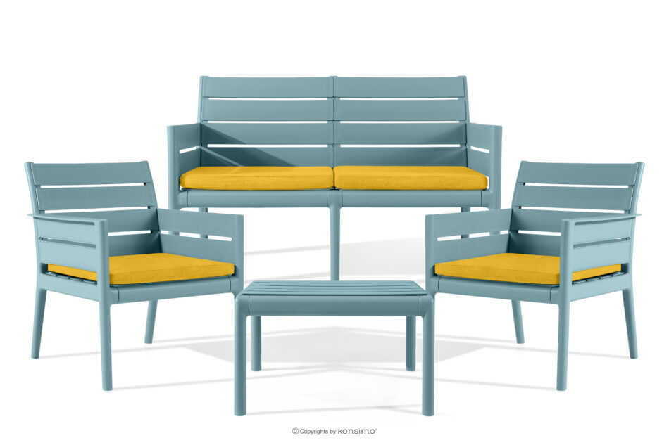 MITTU Zestaw mebli na taras polipropylen sofa, 2x krzesło, stolik kawowy miętowy/żółty miętowy/żółty - zdjęcie 2