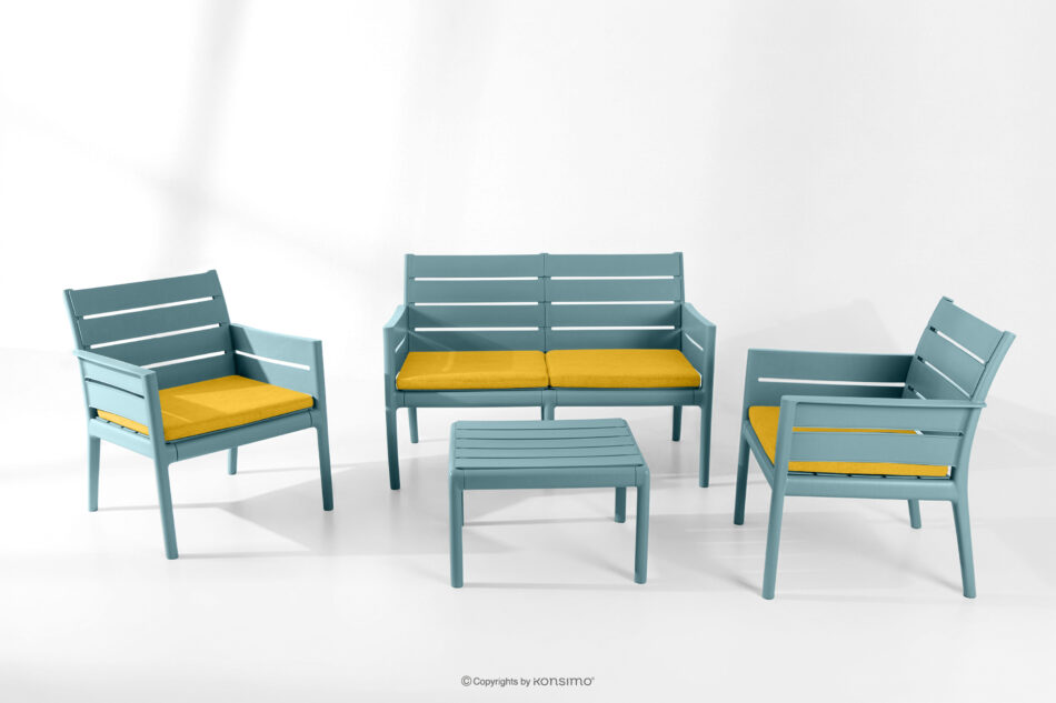 MITTU Zestaw mebli na taras polipropylen sofa, 2x krzesło, stolik kawowy miętowy/żółty miętowy/żółty - zdjęcie 24
