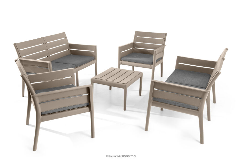 MITTU Zestaw mebli ogrodowych polipropylen 2x sofa, 2x krzesło, stolik kawowy beżowy/brązowy beżowy/brązowy - zdjęcie 2