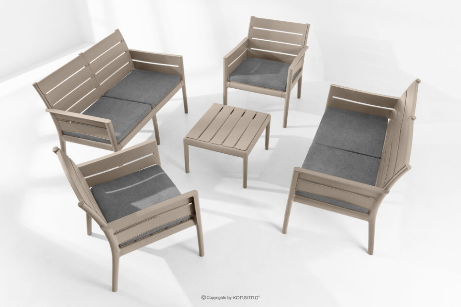 MITTU Zestaw mebli ogrodowych polipropylen 2x sofa, 2x krzesło, stolik kawowy beżowy/brązowy beżowy/brązowy - zdjęcie 23