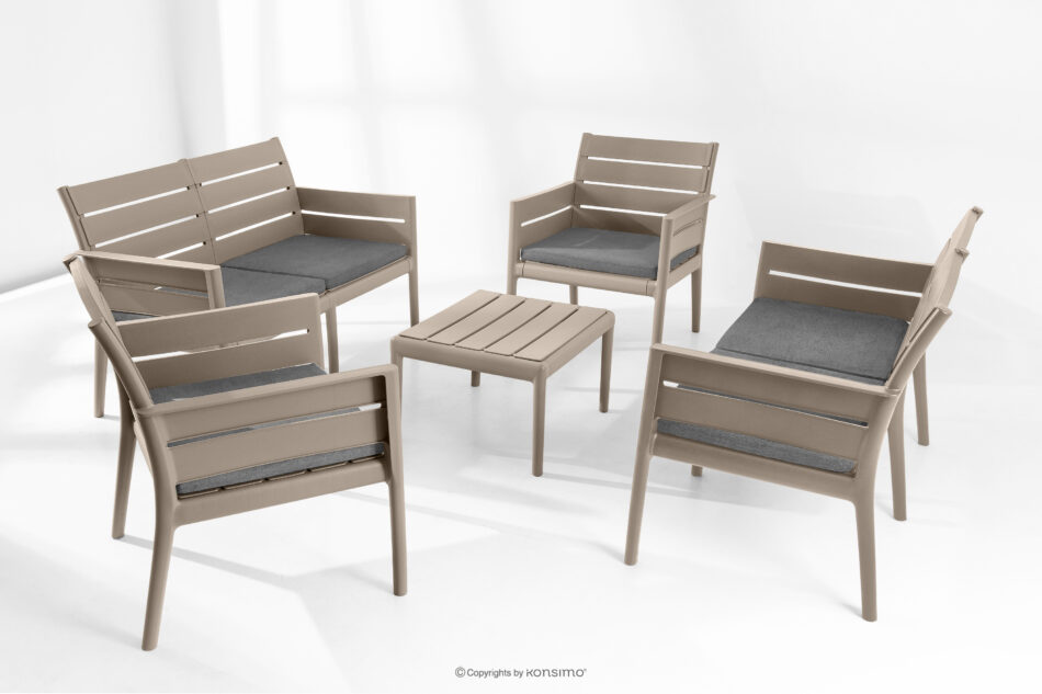 MITTU Zestaw mebli ogrodowych polipropylen 2x sofa, 2x krzesło, stolik kawowy beżowy/brązowy beżowy/brązowy - zdjęcie 24