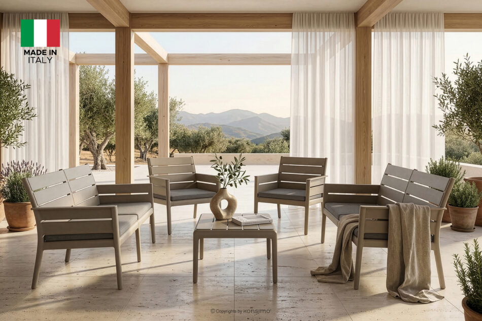 MITTU Zestaw mebli ogrodowych polipropylen 2x sofa, 2x krzesło, stolik kawowy beżowy/brązowy beżowy/brązowy - zdjęcie 1