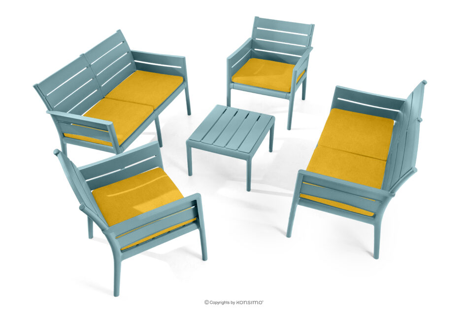 MITTU Zestaw mebli na taras polipropylen 2x sofa, 2x krzesło, stolik kawowy miętowy/żółty miętowy/żółty - zdjęcie 0