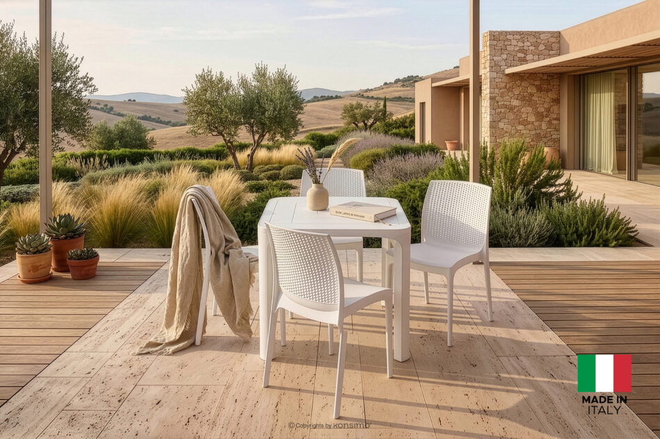 RANTU Krzesło ogrodowe z polipropylenu 2 szt. biały biały - zdjęcie 1