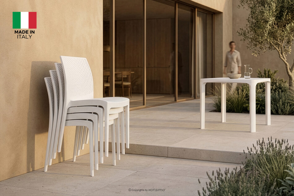 RANTU Krzesło ogrodowe z polipropylenu 2 szt. biały biały - zdjęcie 17