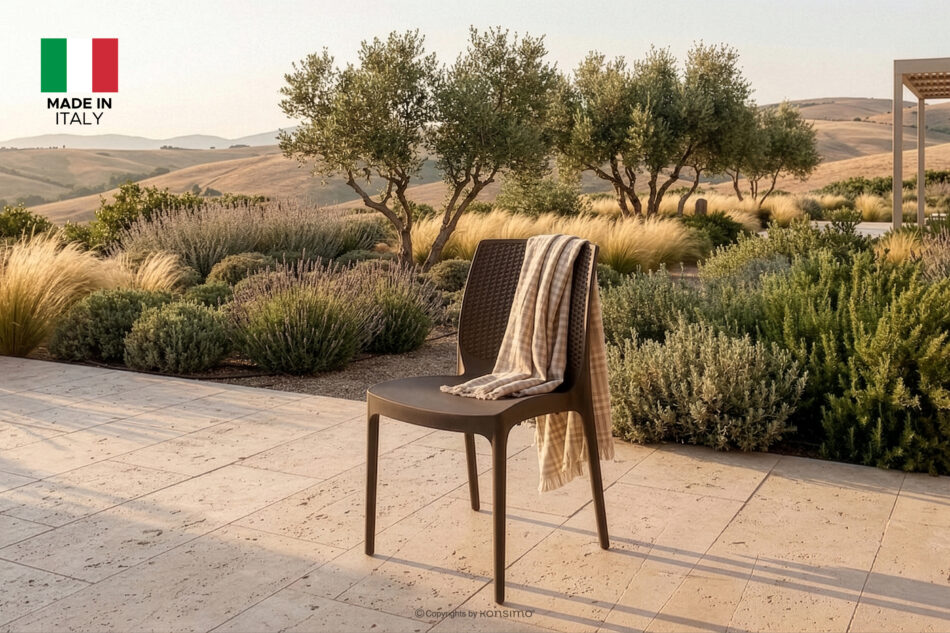 RANTU Krzesło ogrodowe z polipropylenu 2 szt. brązowy brązowy - zdjęcie 16