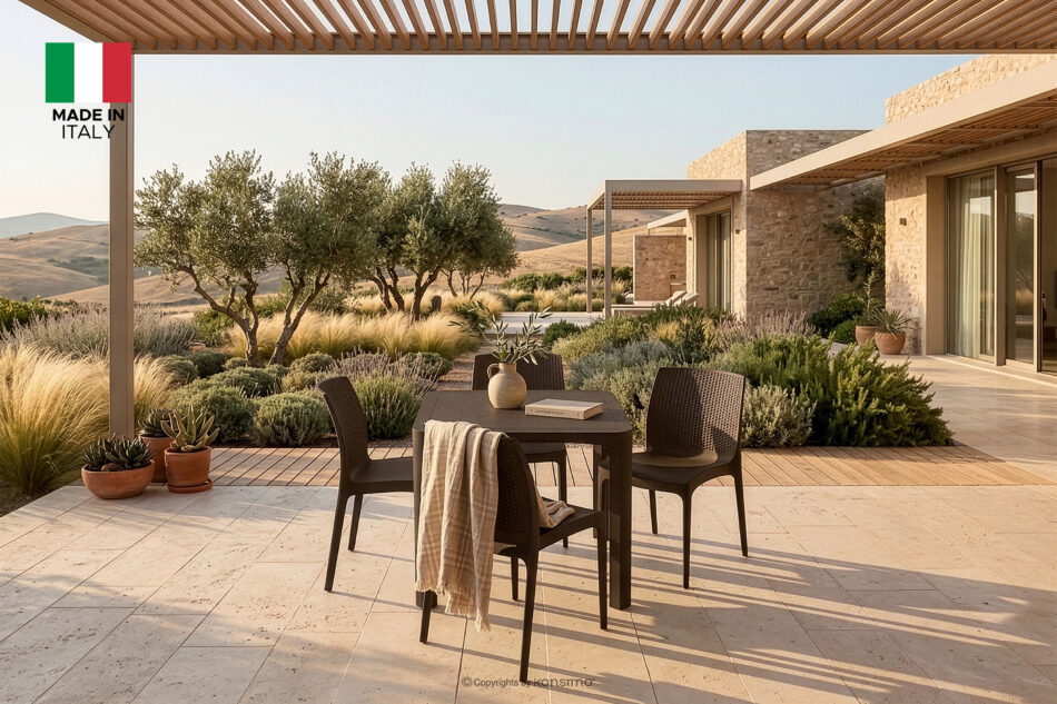 RANTU Krzesło ogrodowe z polipropylenu 2 szt. brązowy brązowy - zdjęcie 1