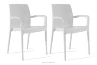 Krzesło ogrodowe z podłokietnikami polipropylen 2 szt. biały