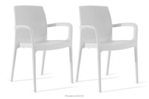 RANTU, https://konsimo.pl/kolekcja/rantu/ Krzesło ogrodowe z podłokietnikami polipropylen 2 szt. biały biały - zdjęcie