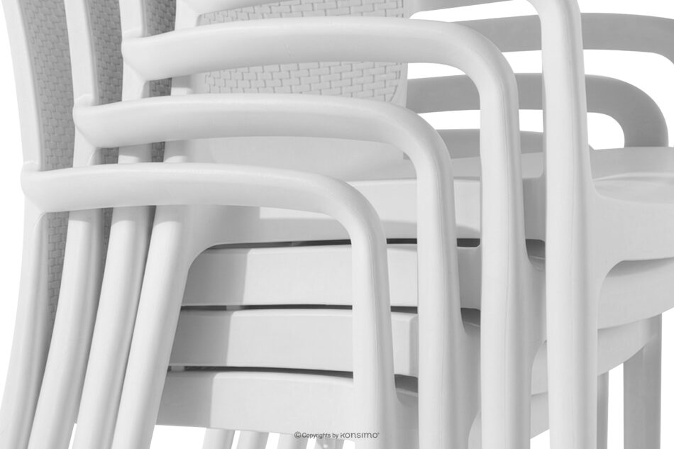 RANTU Krzesło ogrodowe z podłokietnikami polipropylen 2 szt. biały biały - zdjęcie 14