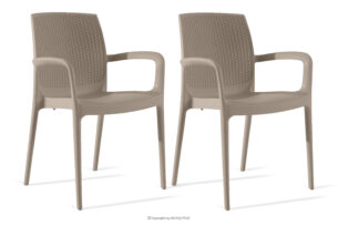 RANTU, https://konsimo.pl/kolekcja/rantu/ Krzesło ogrodowe z podłokietnikami polipropylen 2 szt. beżowy beżowy - zdjęcie