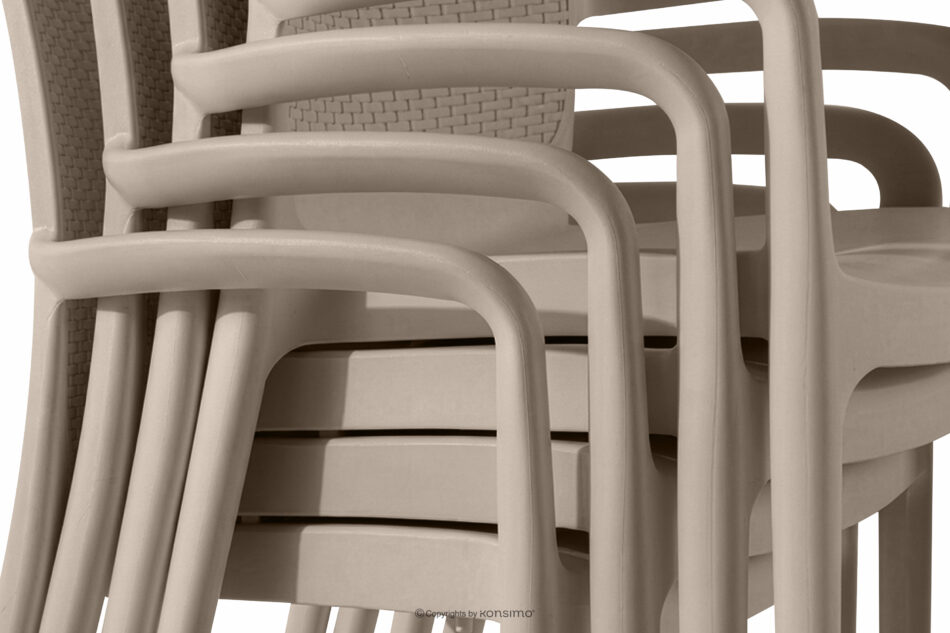 RANTU Krzesło ogrodowe z podłokietnikami polipropylen 2 szt. beżowy beżowy - zdjęcie 14