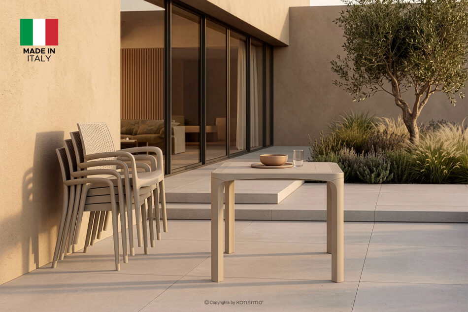 RANTU Krzesło ogrodowe z podłokietnikami polipropylen 2 szt. beżowy beżowy - zdjęcie 17