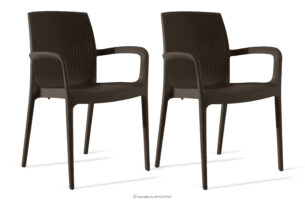 RANTU, https://konsimo.pl/kolekcja/rantu/ Krzesło ogrodowe z podłokietnikami polipropylen 2 szt. brązowy brązowy - zdjęcie