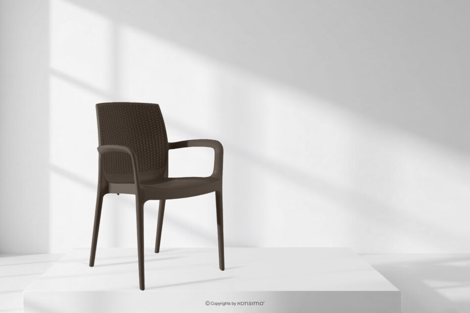 RANTU Krzesło ogrodowe z podłokietnikami polipropylen 2 szt. brązowy brązowy - zdjęcie 15