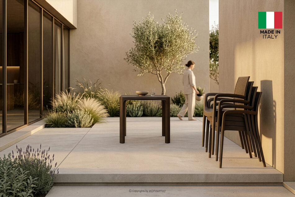 RANTU Krzesło ogrodowe z podłokietnikami polipropylen 2 szt. brązowy brązowy - zdjęcie 17