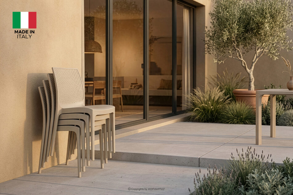 RANTU Krzesło ogrodowe z polipropylenu 4 szt. beżowy beżowy - zdjęcie 17