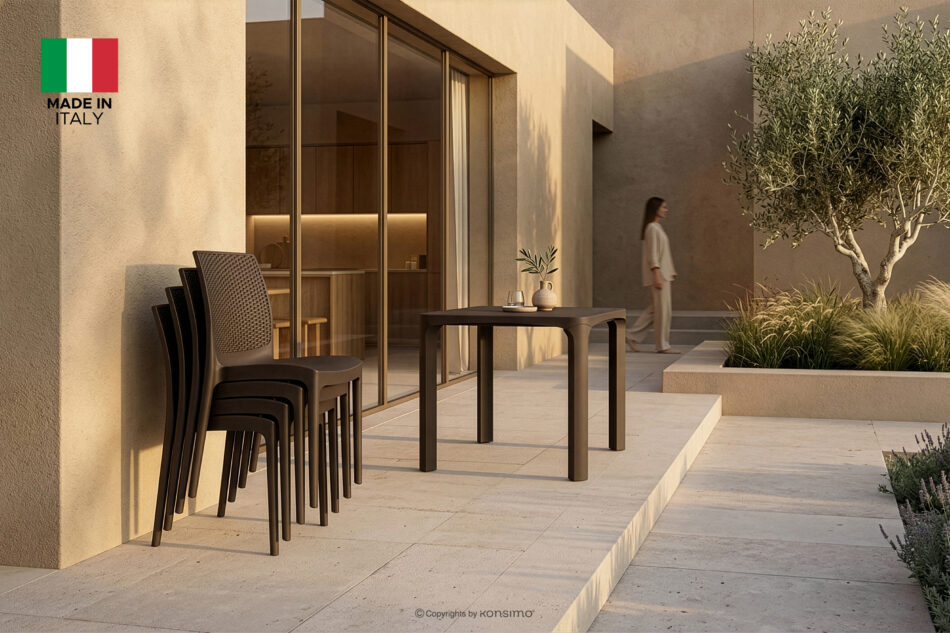 RANTU Krzesło ogrodowe z polipropylenu 4 szt. brązowy brązowy - zdjęcie 17