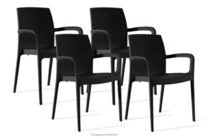 RANTU, https://konsimo.pl/kolekcja/rantu/ Krzesło ogrodowe z podłokietnikami polipropylen 4 szt. antracytowy antracytowy - zdjęcie