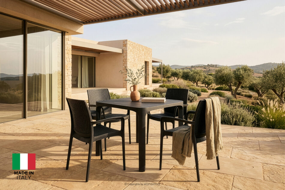 RANTU Krzesło ogrodowe z podłokietnikami polipropylen 4 szt. antracytowy antracytowy - zdjęcie 1