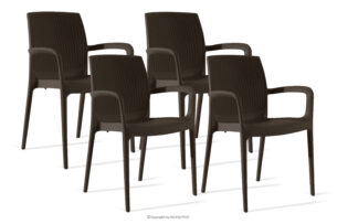 RANTU, https://konsimo.pl/kolekcja/rantu/ Krzesło ogrodowe z podłokietnikami polipropylen 4 szt. brązowy brązowy - zdjęcie