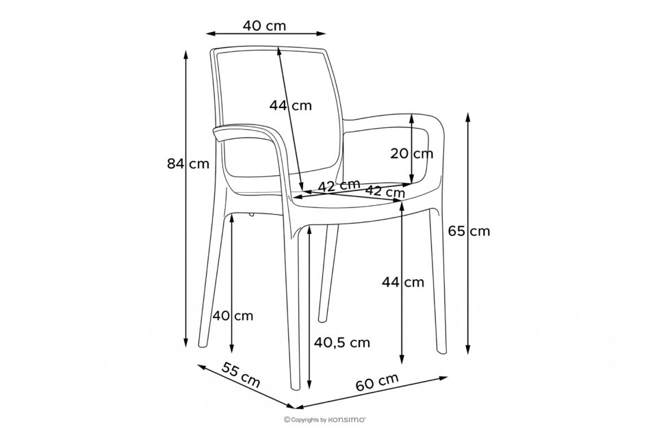 RANTU Krzesło ogrodowe z podłokietnikami polipropylen 4 szt. biały biały - zdjęcie 19