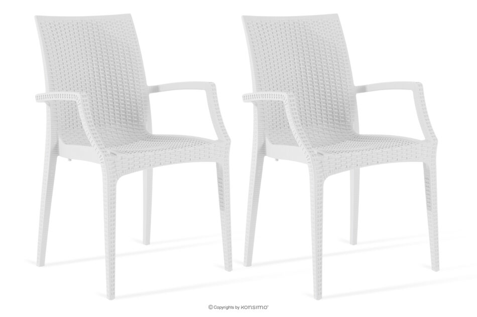 ETULI Nowoczesne krzesło ogrodowe z podłokietnikiem polipropylen 2 szt. biały biały - zdjęcie 0