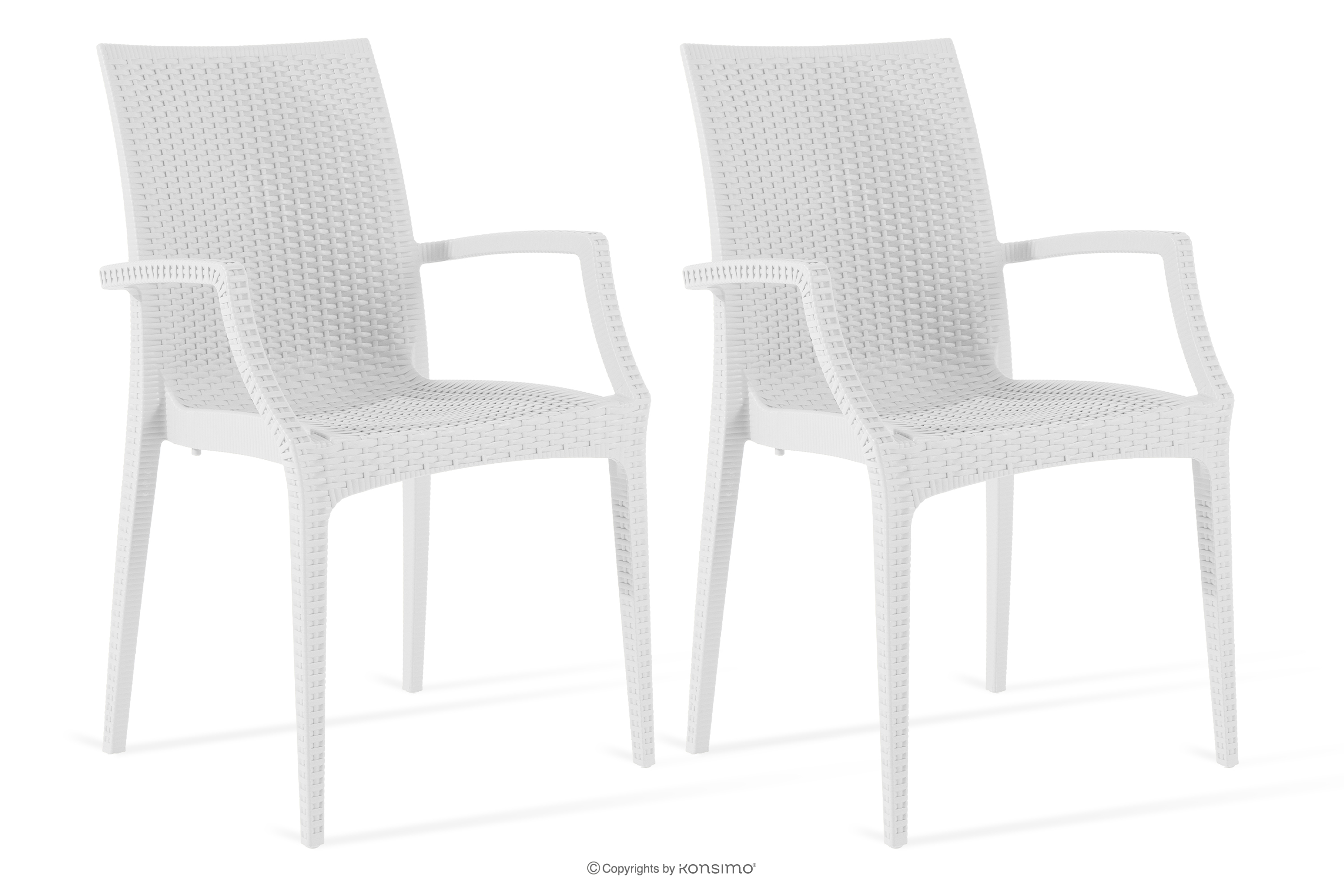 Nowoczesne krzesło ogrodowe z podłokietnikiem polipropylen 2 szt. biały