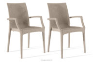 Nowoczesne krzesło ogrodowe z podłokietnikiem polipropylen 2 szt. beżowy