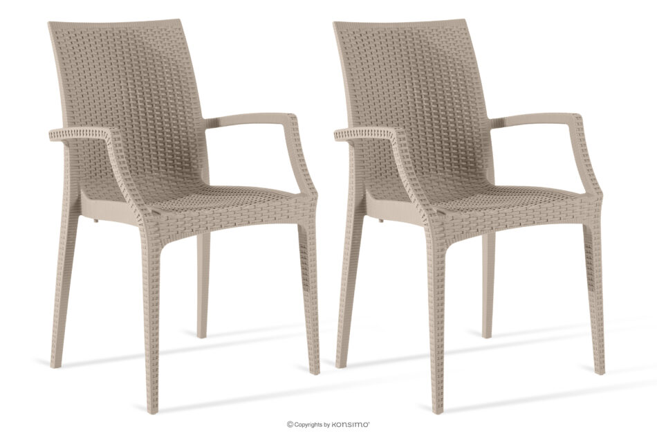 ETULI Nowoczesne krzesło ogrodowe z podłokietnikiem polipropylen 2 szt. beżowy beżowy - zdjęcie 0