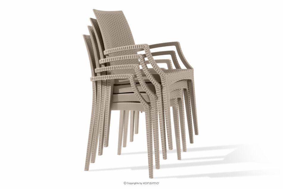ETULI Nowoczesne krzesło ogrodowe z podłokietnikiem polipropylen 2 szt. beżowy beżowy - zdjęcie 15