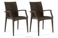 Nowoczesne krzesło ogrodowe z podłokietnikiem polipropylen 2 szt. brązowy