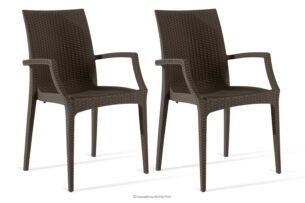 ETULI, https://konsimo.pl/kolekcja/etuli/ Nowoczesne krzesło ogrodowe z podłokietnikiem polipropylen 2 szt. brązowy brązowy - zdjęcie