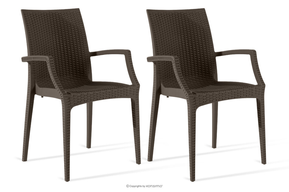 ETULI Nowoczesne krzesło ogrodowe z podłokietnikiem polipropylen 2 szt. brązowy brązowy - zdjęcie 0