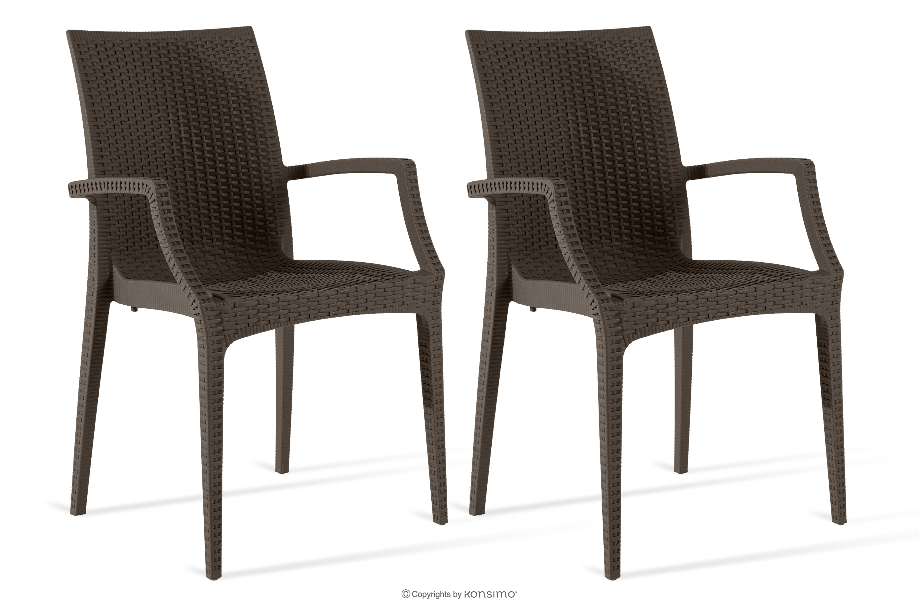 Nowoczesne krzesło ogrodowe z podłokietnikiem polipropylen 2 szt. brązowy