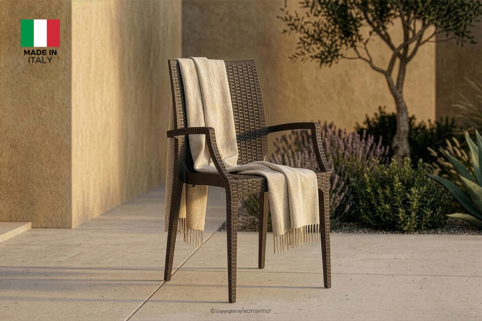 ETULI Nowoczesne krzesło ogrodowe z podłokietnikiem polipropylen 2 szt. brązowy brązowy - zdjęcie 18