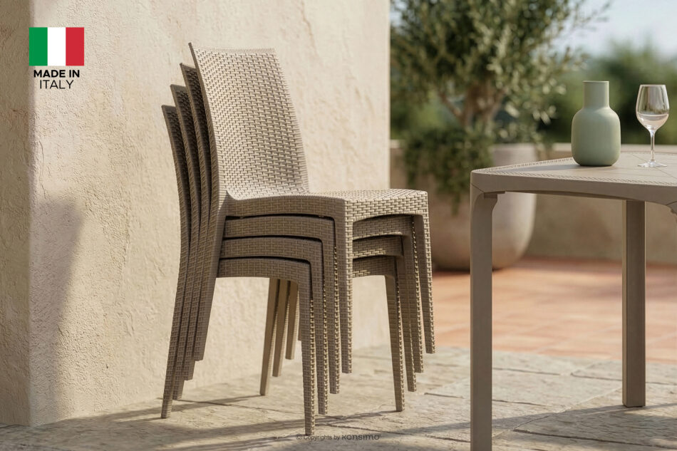 ETULI Nowoczesne krzesło ogrodowe z polipropylenu 4 szt. beżowy beżowy - zdjęcie 19