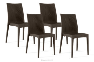 ETULI, https://konsimo.pl/kolekcja/etuli/ Nowoczesne krzesło ogrodowe z polipropylenu 4 szt. brązowy brązowy - zdjęcie
