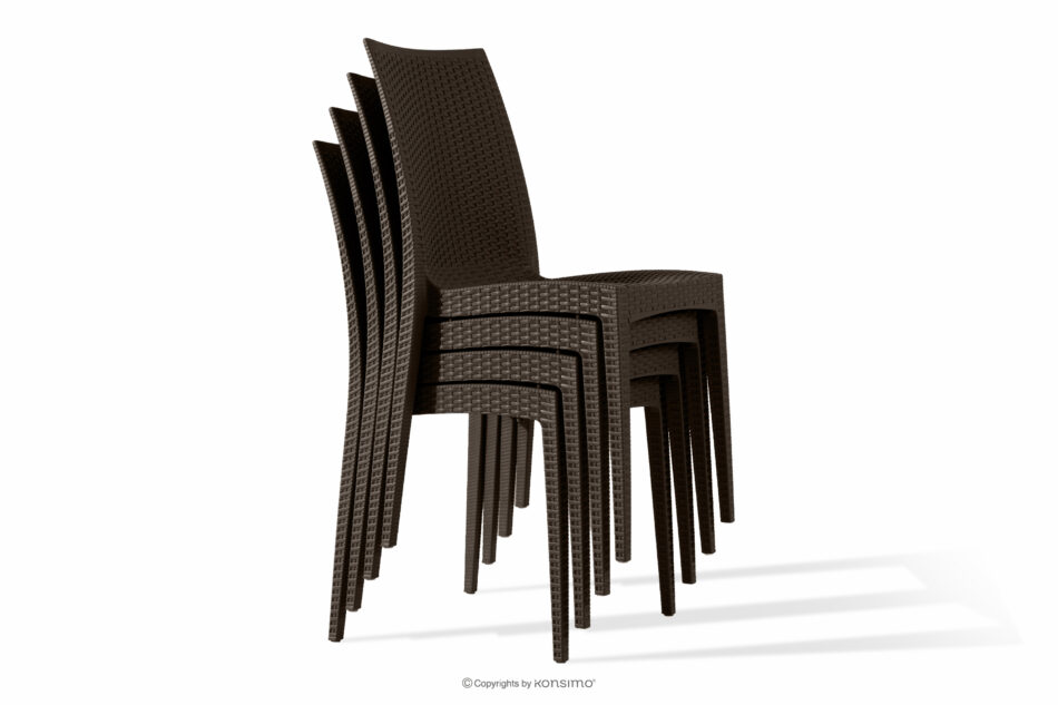 ETULI Nowoczesne krzesło ogrodowe z polipropylenu 4 szt. brązowy brązowy - zdjęcie 14