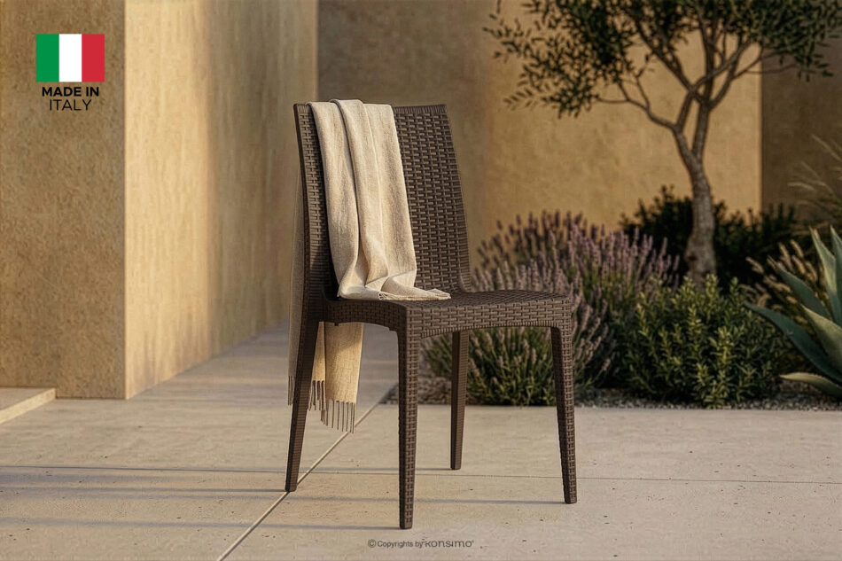 ETULI Nowoczesne krzesło ogrodowe z polipropylenu 4 szt. brązowy brązowy - zdjęcie 17