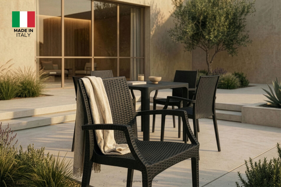 ETULI Nowoczesne krzesło ogrodowe z podłokietnikiem polipropylen 4 szt. antracytowy antracytowy - zdjęcie 1