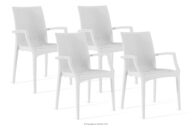 Nowoczesne krzesło ogrodowe z podłokietnikiem polipropylen 4 szt. biały