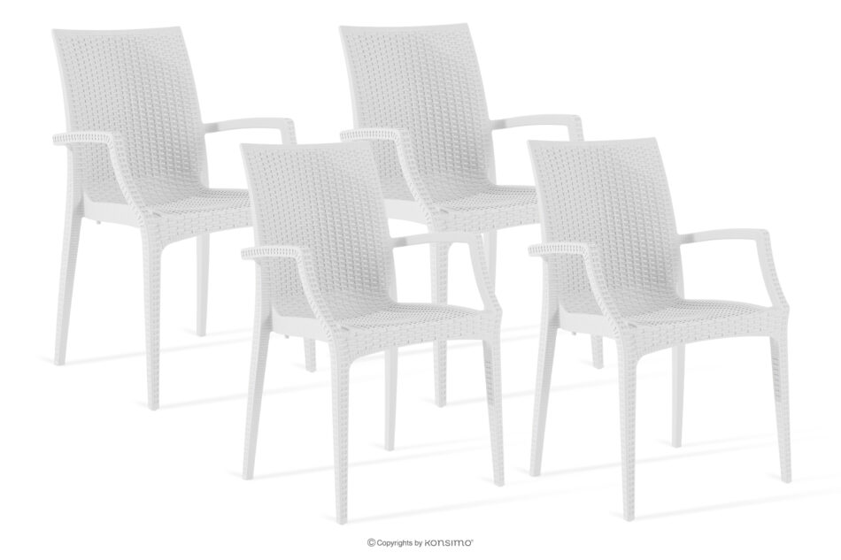 ETULI Nowoczesne krzesło ogrodowe z podłokietnikiem polipropylen 4 szt. biały biały - zdjęcie 0