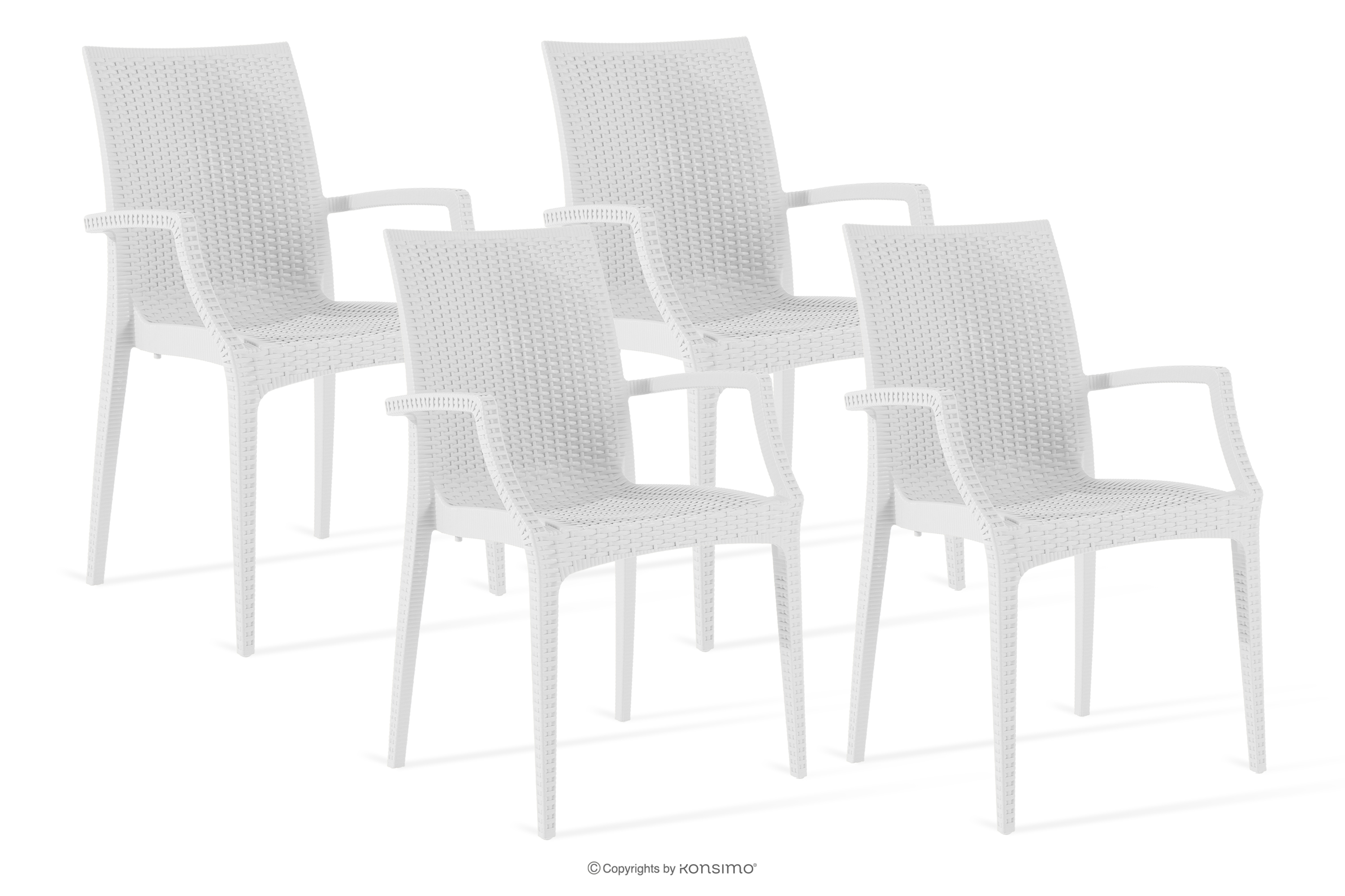 Nowoczesne krzesło ogrodowe z podłokietnikiem polipropylen 4 szt. biały