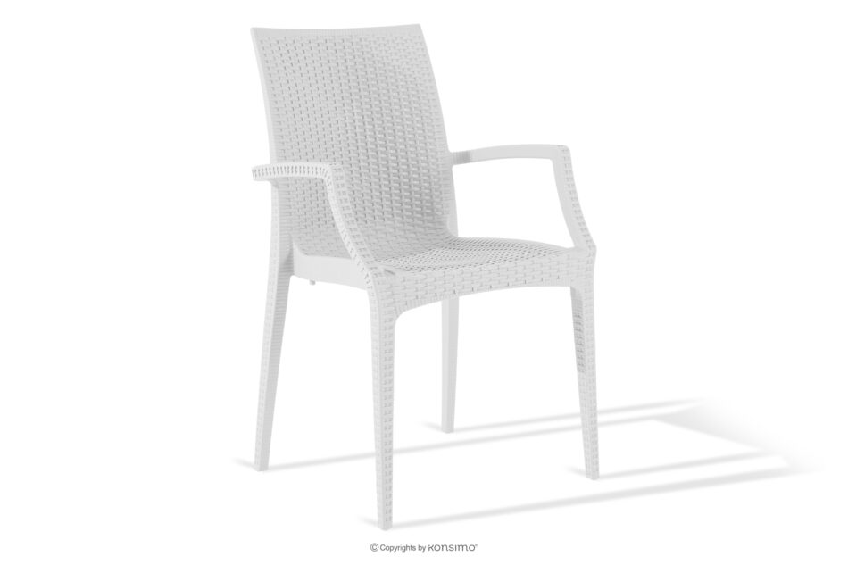ETULI Nowoczesne krzesło ogrodowe z podłokietnikiem polipropylen 4 szt. biały biały - zdjęcie 3