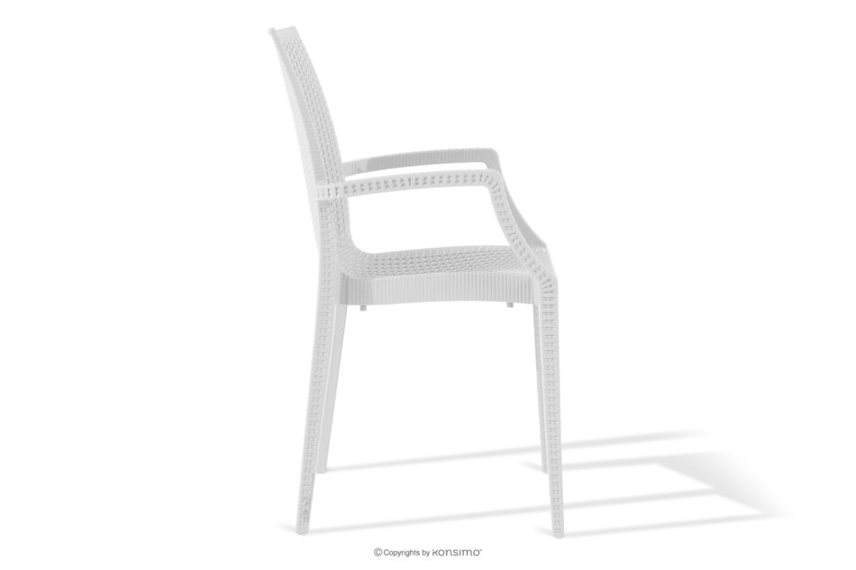 ETULI Nowoczesne krzesło ogrodowe z podłokietnikiem polipropylen 4 szt. biały biały - zdjęcie 4